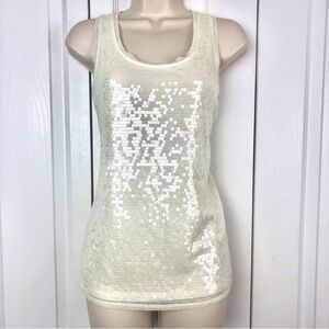 Ann Taylor Loft Cream Sequin Tank Top